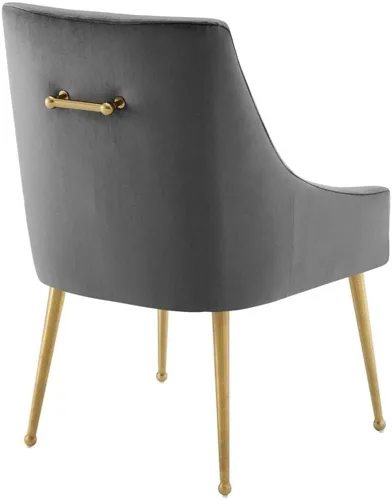 Vista 5 de Modway Discern - Juego de 2 sillas de comedor tapizadas de terciopelo de rendimiento, color gris