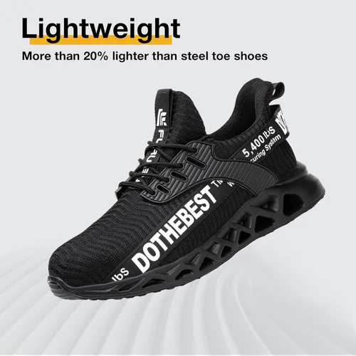 Vista 10 de Furuian - Tenis con punta de acero para hombres y mujeres, zapatos de seguridad ligeros, cómodos, a prueba de pinchazos, zapatos de trabajo
