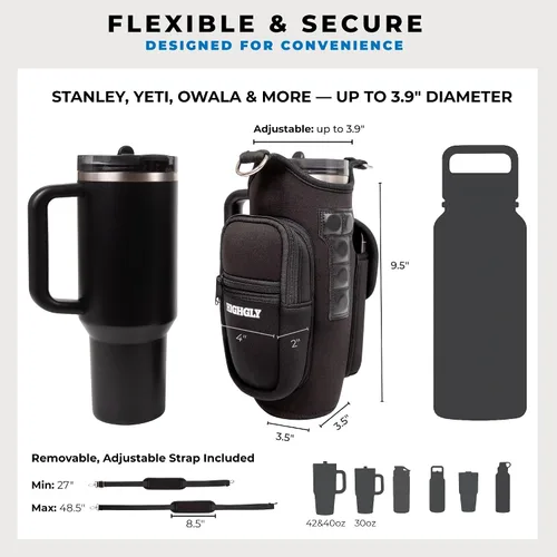 Vista 8 de Bolsa magnética de gimnasio para vasos de 21 a 42 onzas — Se adapta a Stanley, Owala y vasos similares Soporte para botellas manos libres