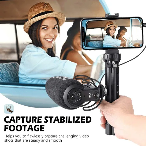 Vista 5 de Zeadio Trípode ajustable de metal, soporte de trípode de escritorio de 4 alturas ajustables, se adapta a Smooth 4, Crane Plus, Osmo Mobile, Ronin-S