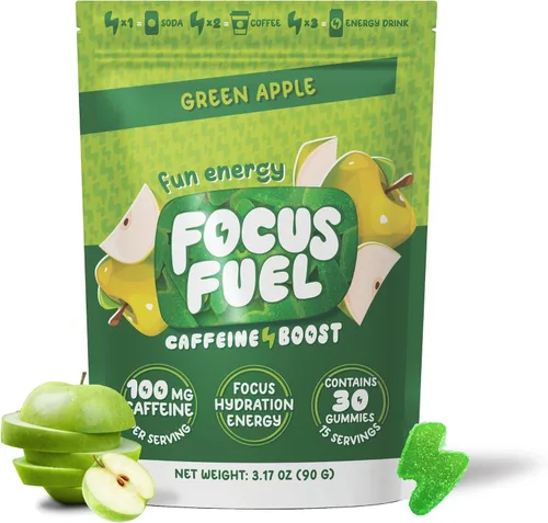 Vista 11 de FocusFuel Energy Chews - Sabor a sandía (15 porciones) - 100 mg de cafeína + L-teanina + B12, magnesio - Impulso de energía totalmente natural - Sin