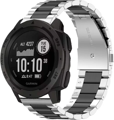 Vista 10 de Correa de metal para Garmin Instinct 3 1.772 in/Instinct 1/2 Solar Watch Bands, correa de repuesto de acero inoxidable sólido para hombre