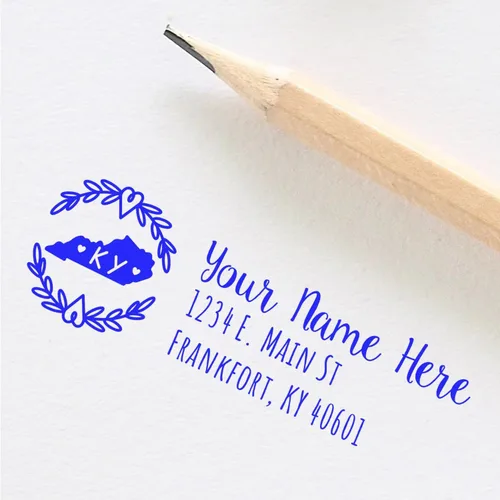 Vista 86 de State of Alabama Wreath Duo Hand Address Stamp - Personalized Rubber Stamp Montaje manual Duo