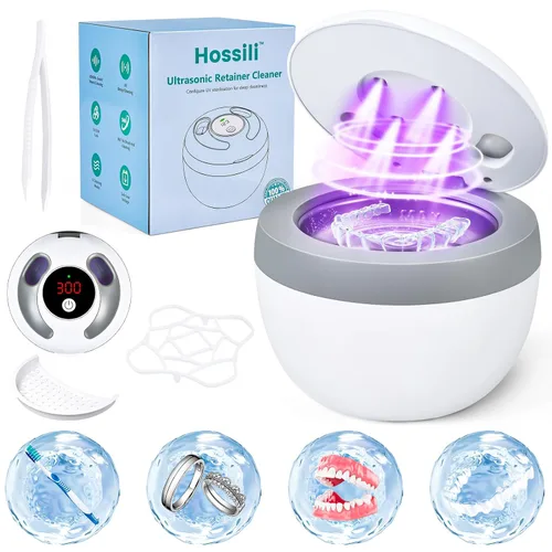 Vista 8 de Máquina Limpiadora Ultrasónica de Retenedores Hossili, Cápsula de Limpieza Ultrasónica de 200ML con 4 Modos, Temporizador Digital para Limpiador