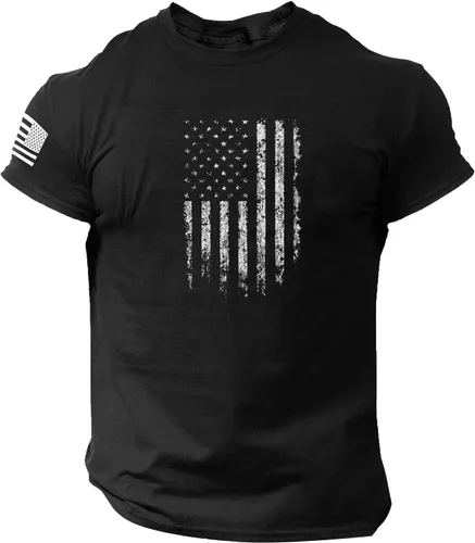 Vista 30 de Camisetas de verano para hombre, estilo casual, ajustado, manga corta, de algodón, patriótica, de Estados Unidos, con bandera americana, camiseta
