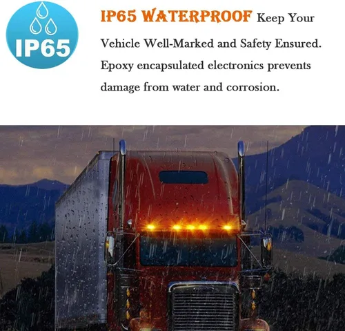 Vista 7 de 6 luces LED ámbar para cabina compatibles con camiones pesados Freightliner Volvo Luces marcadoras de liquidación para techo impermeables
