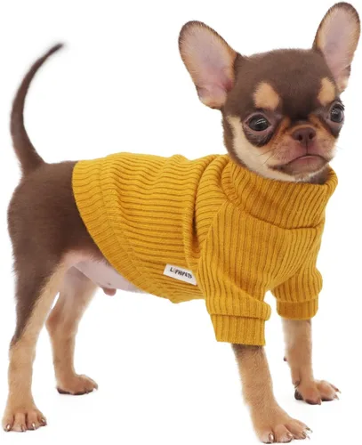 Vista 15 de LOPHIPETS Suéteres de cuello alto para perros pequeños para Chihuahua Teacup Yorkie Cachorro Ropa para Gatos - Rosa Claro Brillante/XXS