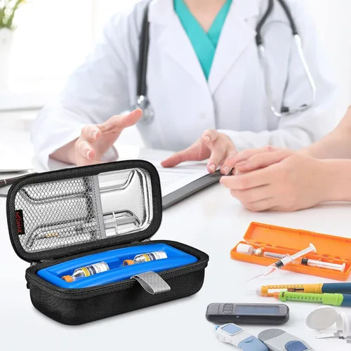 Vista 7 de MEDMAX Estuche enfriador de transporte para viales de insulina, organizador portátil para diabéticos, resistente al agua, funda protectora rígida