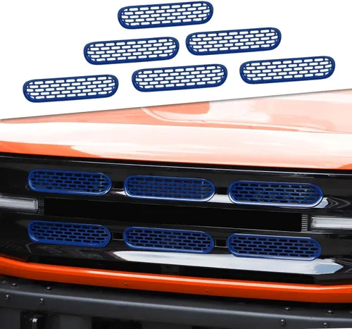 Vista 15 de JeCar Insertos de rejilla delantera, marco de rejilla de malla, accesorios exteriores compatibles con Ford Bronco 2021-2023, color negro