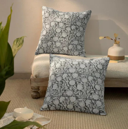 Vista 23 de Juego de 2 fundas de almohada decorativas de algodón indio vintage con estampado a mano (marrón ladrillo, 18 x 18 pulgadas (paquete de 2))