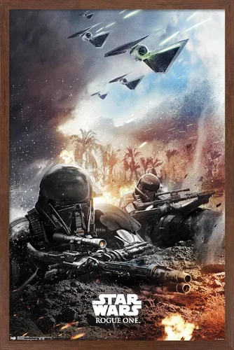 Vista 10 de Trends International Star Wars: Rogue One - Póster de pared de trinchera, 14.725 x 22.375 pulgadas, versión enmarcada de madera de granero Versión
