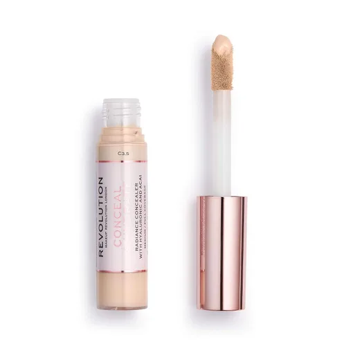 Vista 2 de Makeup Revolution Corrector para ocultar e hidratar, cobertura completa y acabado mate, C3.5 para tonos de piel claros/claros, vegano y libre