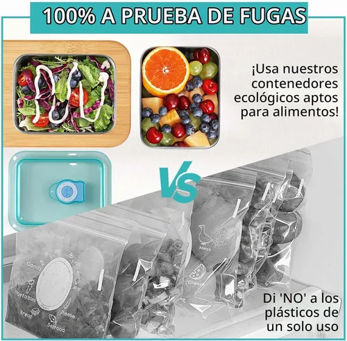 Vista 6 de 6 recipientes de alimentos de acero inoxidable 304 con tapas, apilables, contenedores para aperitivos para oficina y hogar