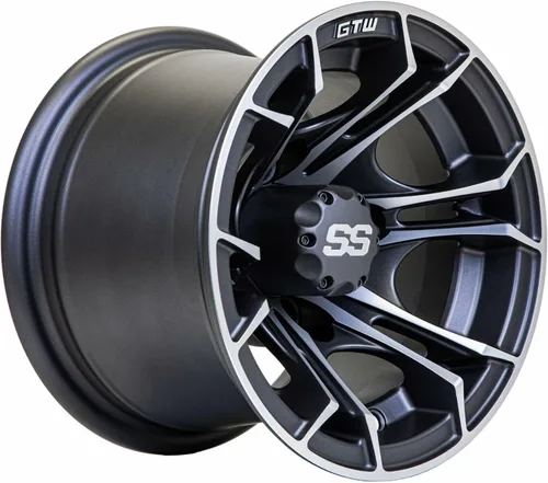 Vista 26 de GTW Spyder - Rueda de aluminio para carrito de golf de 12 pulgadas 12x7 4-4 pernos desplazamiento de 3:4 (azul/negro)