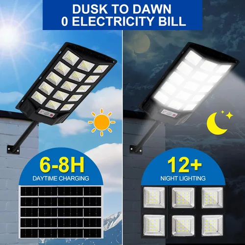 Vista 2 de FEIERYA Luces solares para exteriores, luces solares impermeables IP66 con sensor de movimiento y control remoto, lámparas de calle de 6500 K