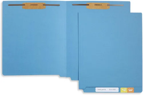 Vista 3 de Blue Summit Supplies 100 End Tab Fastener File Folders, Blue Reinforced End Tab, Letter Size, 11pt, 2 Prong Bonded Fasteners, for Medical Files