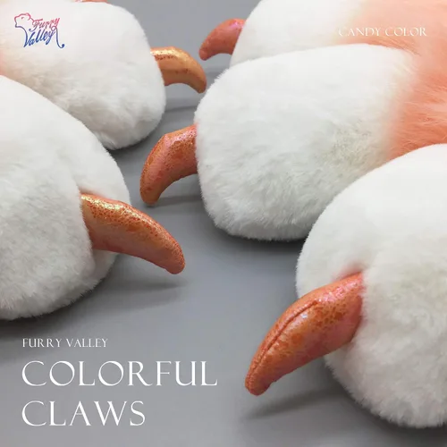 Vista 4 de Furryvalley Fursuit Paws - Guantes parciales peludos de garra esponjosa para disfraz de oso león para niños y adultos (naranja caramelo), Baby