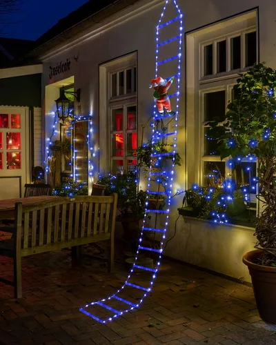 Vista 16 de Luces LED de escalera para decoraciones navideñas de 10 pies con Papá Noel