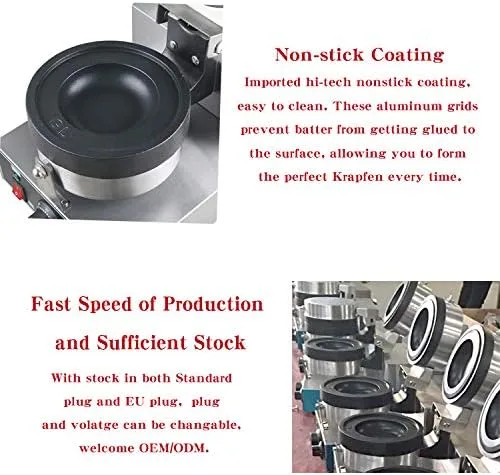 Vista 7 de Kolice Máquina comercial de prensa de gelato panini, postre de helado de dona Italia Helado Sandwich Press Hamburguesa-1300W, temporizador y control