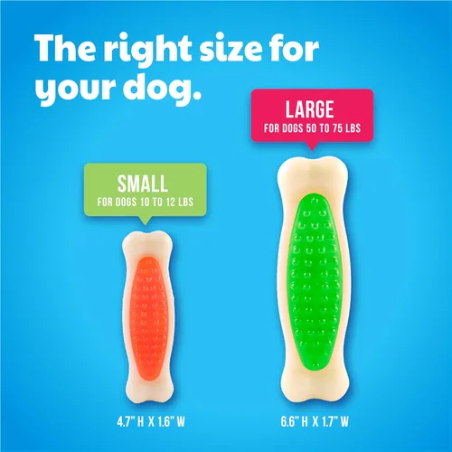 Vista 4 de Hartz Chew 'n Clean Tuff Bone - Juguete masticable resistente para perros, grande, paquete de 3 Varía