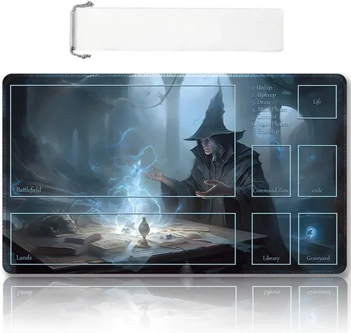 Vista 40 de DAUXID Tapete de Juego MTG Cosido Premium con Zonas y Respaldo de Goma Antideslizante, Tapete de Juego TCG para MTG y Otros Juegos de Cartas, Diseño