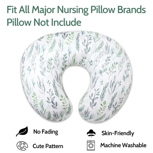 Vista 5 de Transforma la almohada para tumbona y lactancia de tu bebé con nuestras elegantes fundas de hojas verdes, suaves, duraderas y fáciles de limpiar