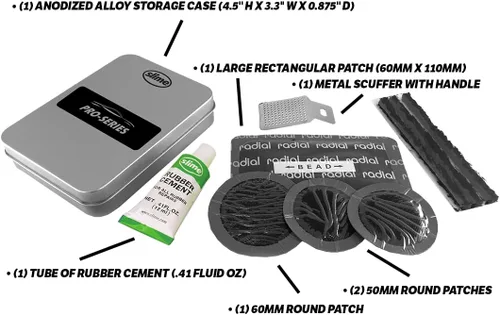 Vista 3 de Slime 20458 Kit de Parche y Tapón para Reparación de Neumáticos, Serie Pro, Lata de Almacenamiento, 10 Piezas
