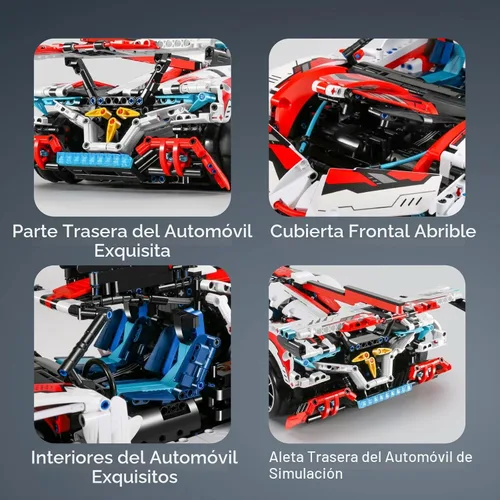 Vista 6 de OWNONE 1 Kits de Construcción de Súper Autos - con Ruedas de Deriva Fáciles, Función de Control Remoto, Puertas Eléctricas de Ala de Gaviota - Juego
