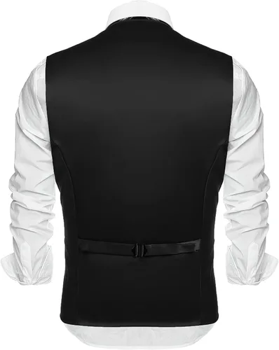 Vista 7 de COOFANDY Chaleco de traje de vestir casual para hombre, chaleco ajustado y formal de negocios