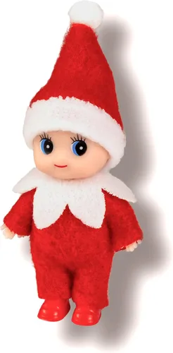 Vista 10 de Muñeca de elfo bebé de Navidad en mono azul