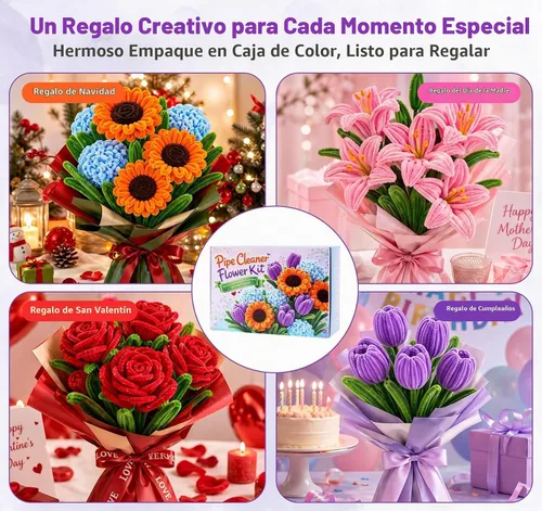 Vista 7 de KARBRING 1000 piezas de limpiapipas, limpiadores de tuberías kit de flores