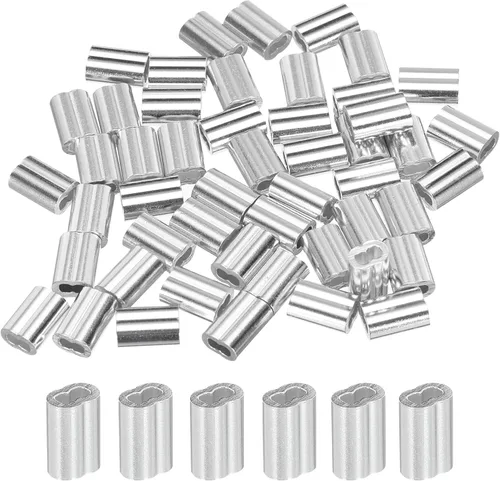 Vista 8 de uxcell 1/4 "0.236 in Aluminio Crimping Loop Sleeve Doble Virola para Cable Cable Cable Línea Extremo, Plata 50pcs