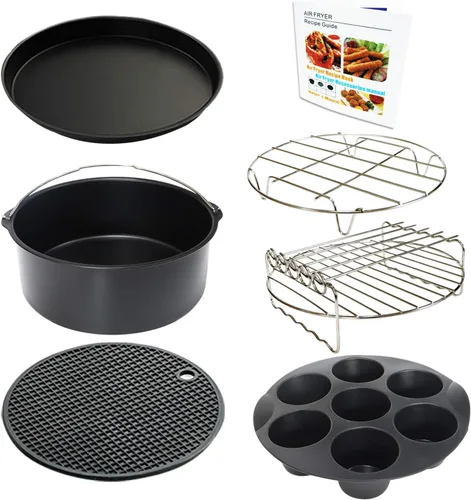 Vista 9 de Juego de 10 accesorios para freidora de aire de 8 pulgadas para freidora de aire Phillips Nuwave Gowise Gourmia Ninja Dash de 3.5 cuartos a 5.8