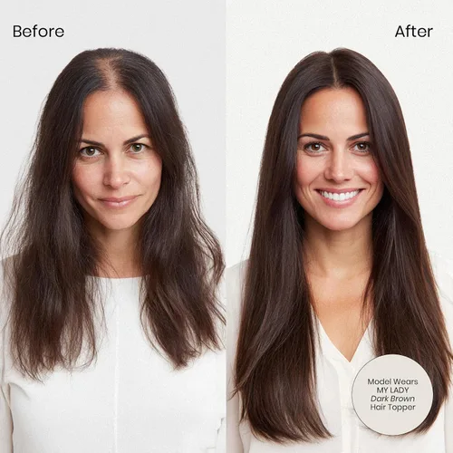 Vista 6 de MY-LADY Extensiones de cabello humano para mujeres, cabello real humano delgado, base de seda de 10 * 12 cm, con encaje, 130% de densidad, con clip
