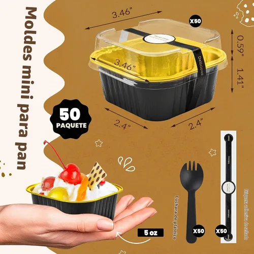 Vista 3 de NPLUX Mini moldes para pasteles de Halloween, 50 onzas, color oro negro