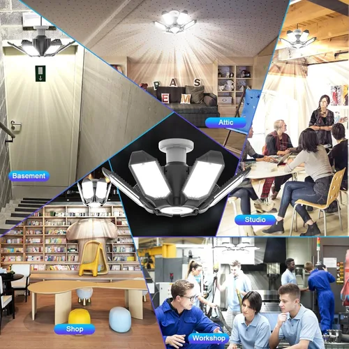 Vista 6 de Paquete de 6 luces de garaje de 220 W LED deformables para taller E26 E27 tornillo en garaje