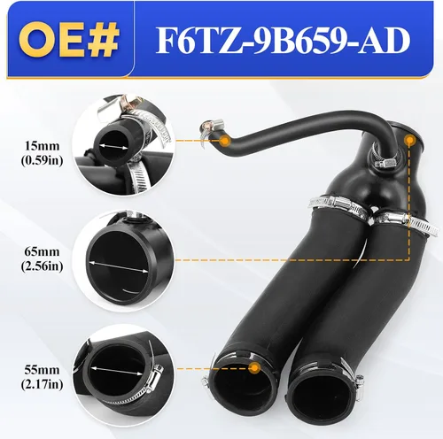 Vista 6 de F6TZ-9B659-AD Manguera de conducto para filtro de aire - Manguera de entrada de aire para Ford F-150, Bronco, F-250, F-350 1994-1996 - 5.0L, 5.8L