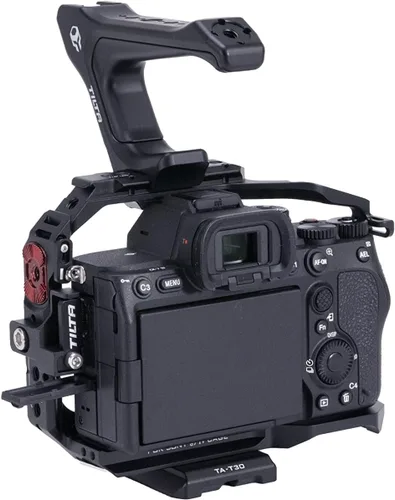 Vista 4 de Tilta Jaula para cámara compatible con Sony A7 IV, a1, S3, R4, 73, R3, A9 Kit básico Mango superior compacto, mango de alimentación lateral