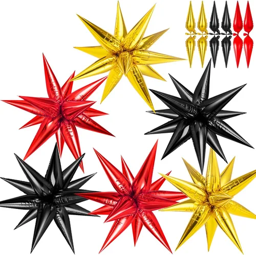 Vista 17 de 72 unidades de globos de estrella, grandes globos de cono de estrella metálicos de 26 pulgadas, globos de papel de aluminio de explosión colorida