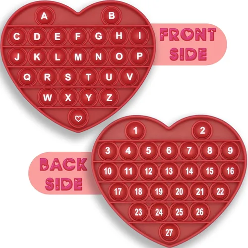 Vista 9 de PETBSNVB Juguete Fidget Pop Bubble de San Valentín en Forma de Corazón Rosa con Letras y Números, Regalo de Navidad Juguete Sensorial con Alfabetos