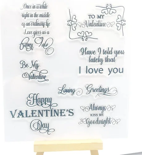 Vista 2 de NZJ Sello transparente con texto en inglés «Happy Valentine's Day» Sweet Love Kiss para decoración de tarjetas y álbumes de recortes