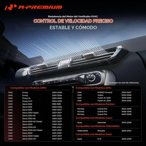 Vista 3 de A-Premium Resistencia del motor del ventilador de HVAC delantero con conector de 3 pines
