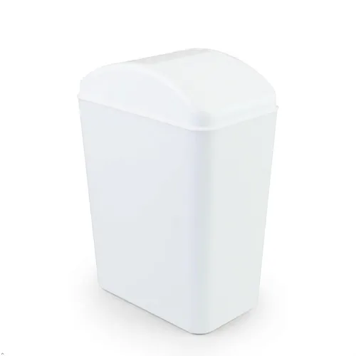 Vista 9 de Qskely Cubo de basura de plástico con tapa abatible de 4.5 galones, bote de basura con tapa, color blanco