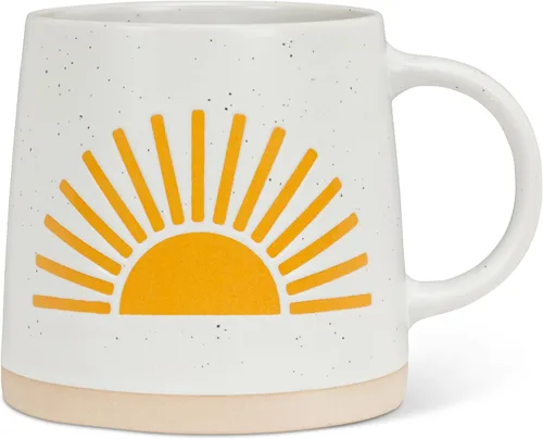 Vista 14 de Abbott Collection Taza de Base Ancha con Abejas - Gres, Amarillo/Marfil, 3.5 Pulgadas de Alto (14 Onzas)
