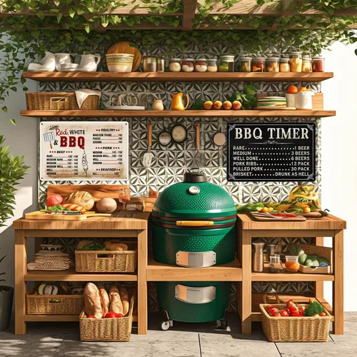 Vista 2 de Letreros de barbacoa para exteriores, temporizador de barbacoa, letreros de metal divertidos para cocina, patio, bar, decoración de pared, barbacoa