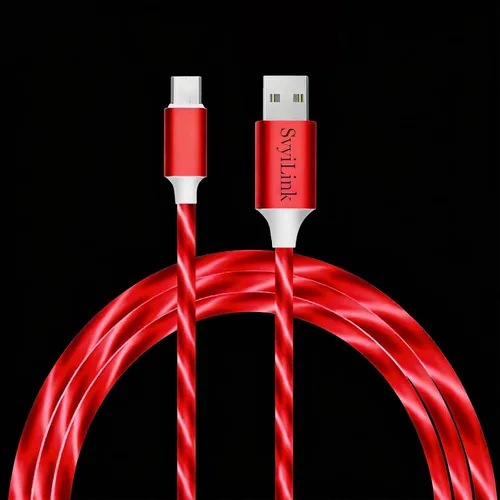 Vista 24 de Cable USB PD cargador rápido iluminado (USB 3 en 1 azul), cable de datos de teléfono, cable de carga de luz fluida, 39 pulgadas, material TPE
