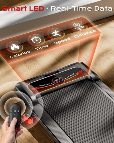 Vista 2 de Walking Pad, Treadmill with Incline, 10% Under Desk Treadmill, EAGLOG 2.5HP Portable Treadmills for Home Small Women, Running Machine with Remote