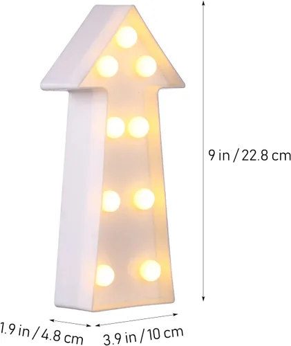 Vista 4 de Letrero de flecha 3D con luz LED de plástico en forma de flecha, letrero iluminado para decoración de pared para Navidad, cumpleaños, habitación