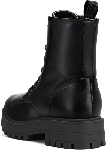 Vista 2 de mysoft Women's Combat Boots Platform Chunky Low Heel Lace Up Ankle Booties With Side Zipper Shoes