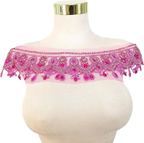 Vista 18 de Parches de cristal hechos a mano con cuentas de encaje de diamantes de imitación para accesorios de ropa de vestir (S1-champán)